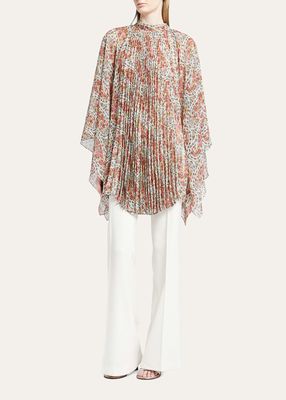Floral Paisley Poncho with Pleating