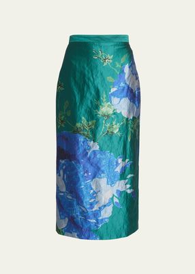 Floral Pencil Midi Skirt