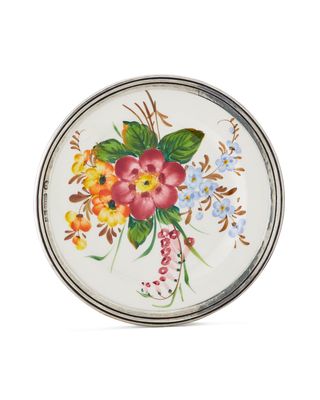 Floral Pewter & Ceramic Salad Plate