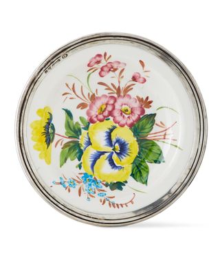 Floral Pewter & Ceramic Soup Bowl