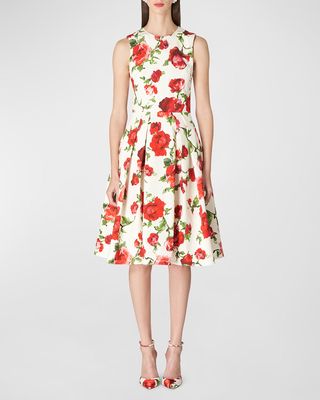 Floral Print A-Line Midi Dress