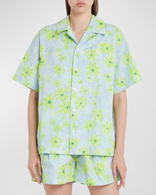 Floral-Print Camp-Collar Shirt