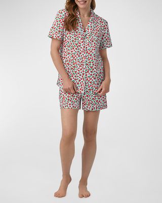 Floral-Print Cotton Poplin Shorty Pajama Set