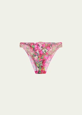 Floral-Print Embroidered Italian Briefs