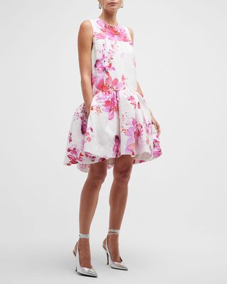 Floral-Print Flounce-Hem Babydoll Dress