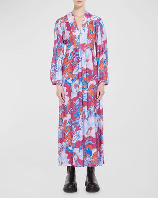 Floral-Print Georgette Maxi Dress