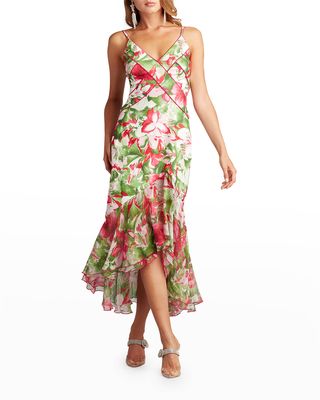 Floral-Print High-Low Ruffle Dress