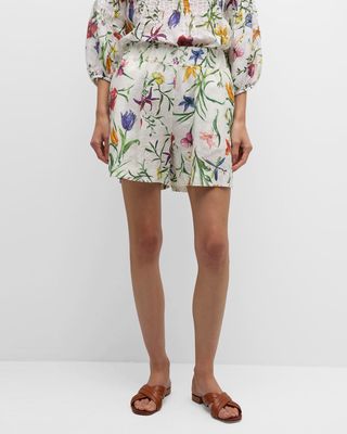 Floral-Print Linen Bermuda Shorts
