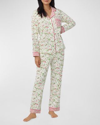 Floral-Print Long Cotton Jersey Pajama Set