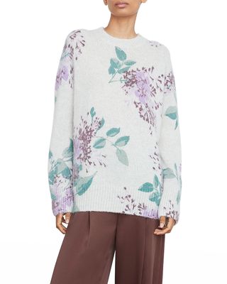 Floral-Print Mohair-Alpaca Sweater