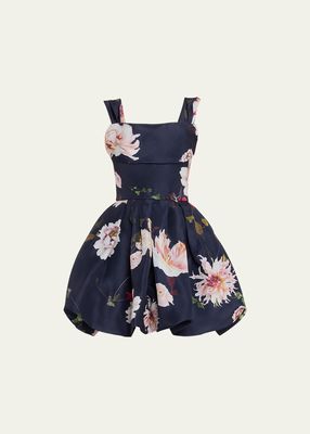 Floral Print Off-Shoulder Bubble Skirt Dress