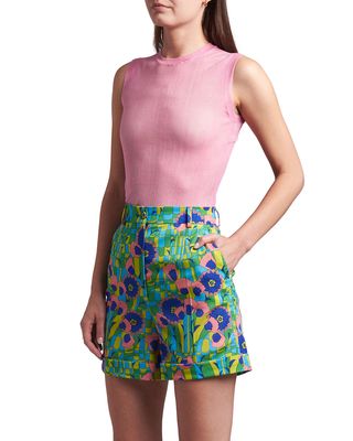 Floral-Print Rolled Hem Shorts