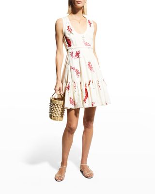 Floral-Print Ruffle-Hem Mini Dress