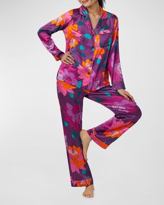 Floral-Print Silk Satin Pajama Set