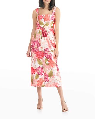 Floral-Print Square-Neck Dress