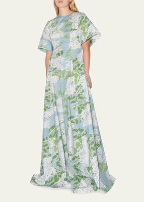 Floral Print Waisted Maxi Dress