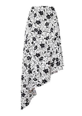 Floral-Printed Asymmetric Midi-Skirt