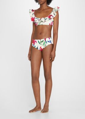 Floral Ruffle Bikini Top