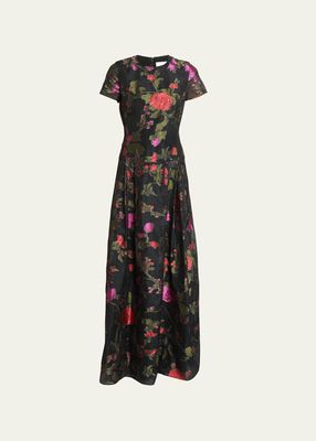 Floral Short-Sleeve Gown