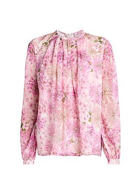 Floral Silk Gathered Blouse