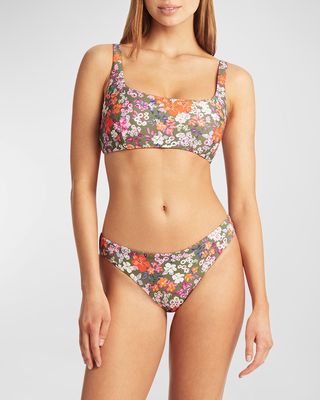 Floral Square-Neck Bralette Bikini Top