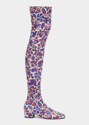 Floral Stretch Over-The-Knee Boots