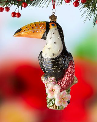 Floral Toucan Christmas Ornament
