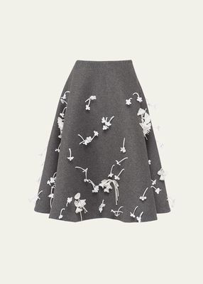 Floral Velour Midi Skirt