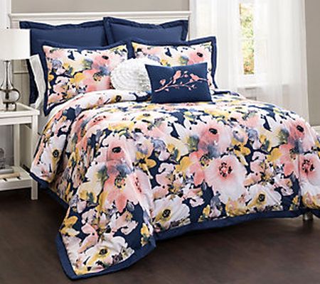 Floral Watercolor 7-Piece King Comforter Set by Lush Decor