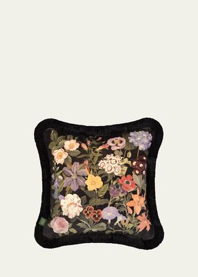 Floralia Medium Fringed Velvet Cushion