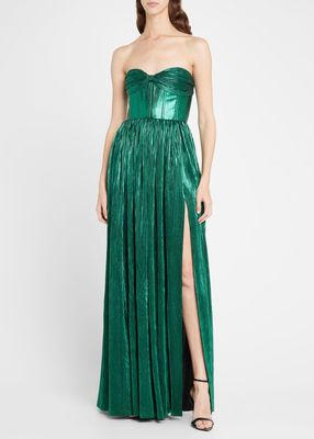Florence Pleated Strapless A-Line Gown