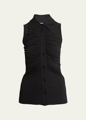 Florence Sleeveless Button-Front Crepe-Jersey Top