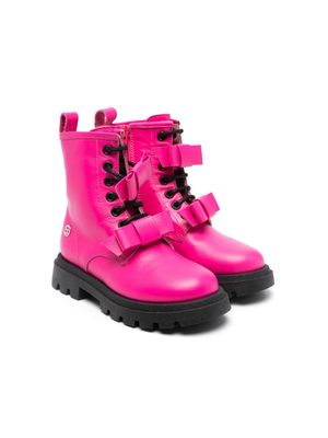 Florens bow-detail combat boots - Pink