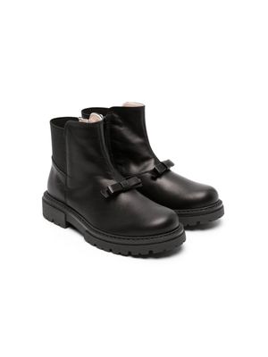 Florens bow-embellished leather ankle boots - Black