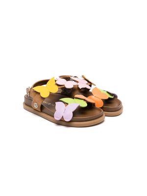 Florens butterfly-appliqué leather sandals - Brown