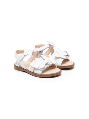 Florens butterfly-appliqué leather sandals - White