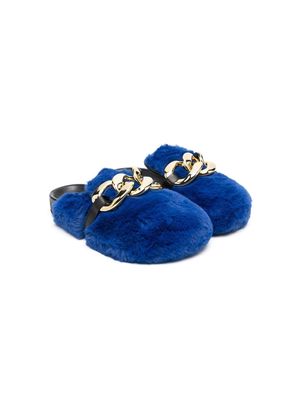 Florens chain-link detail slippers - Blue