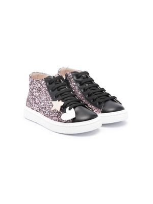 Florens glitter-detail lace-up sneakers - Pink