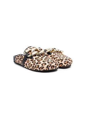 Florens leopard-print chain-trim slippers - Neutrals