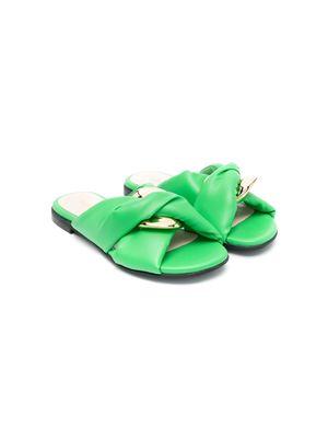 Florens padded leather slippers - Green