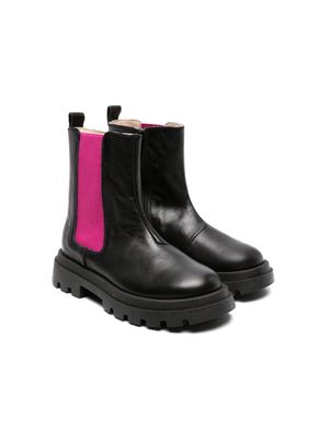 Florens round-toe leather boots - Black