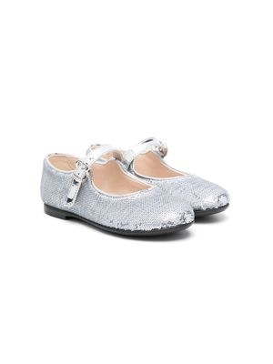 Florens sequinned buckled Ballerina shoes - Silver