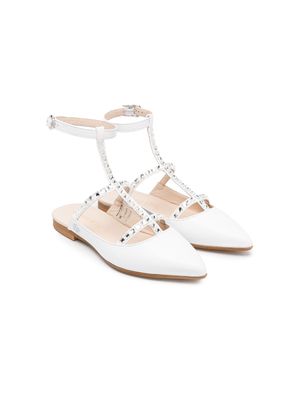 Florens stud -detailing pointed-toe ballerinas - White