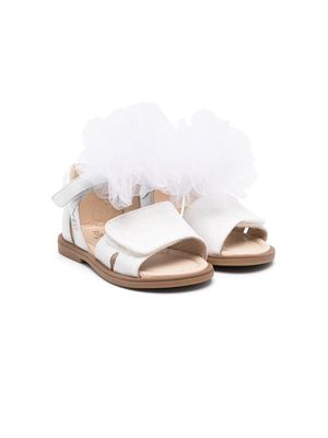 Florens tulle-detailing leather sandals - White