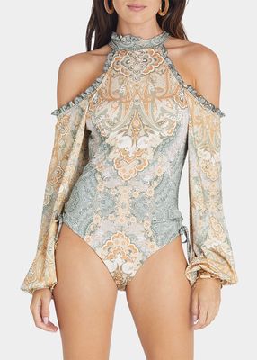 Floret Hennesey Cold-Shoulder One-Piece Swimsuit