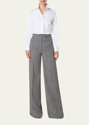 Floretta Wool Micro-Check Trouser Pants