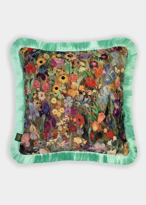 Floribunda Medium Fringed Velvet Cushion