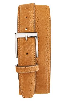 Florsheim Lucky Perforated Suede Belt in Sand