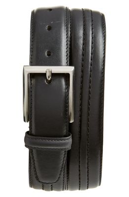 Florsheim Stitch Detail Leather Belt in Black