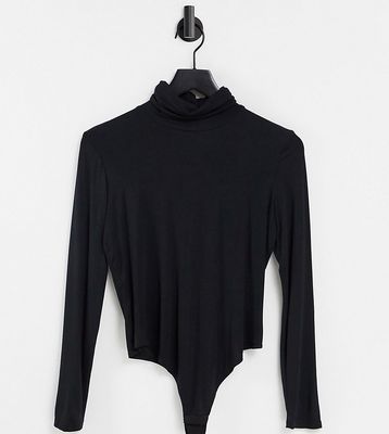 Flounce London Petite basic roll neck long sleeve bodysuit in black